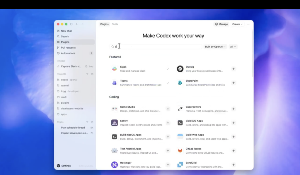 OpenAI Codex operating a Mac desktop through visual interaction.