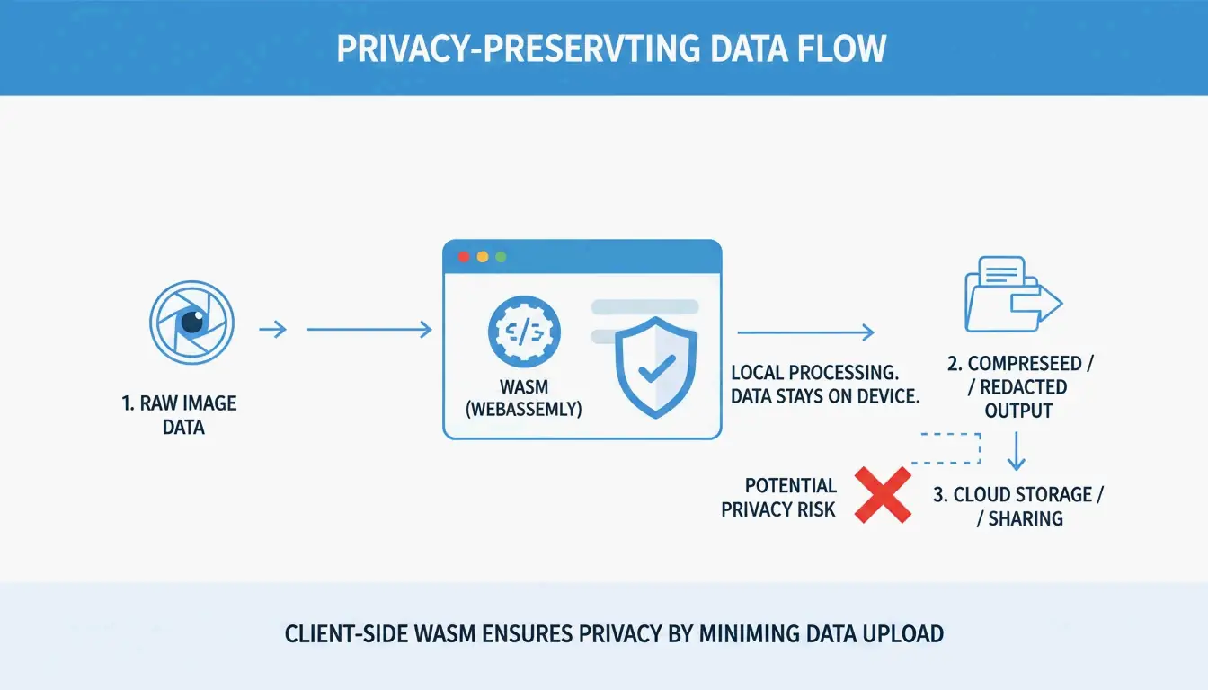 3-step visualization of local vs. cloud processing for privacy