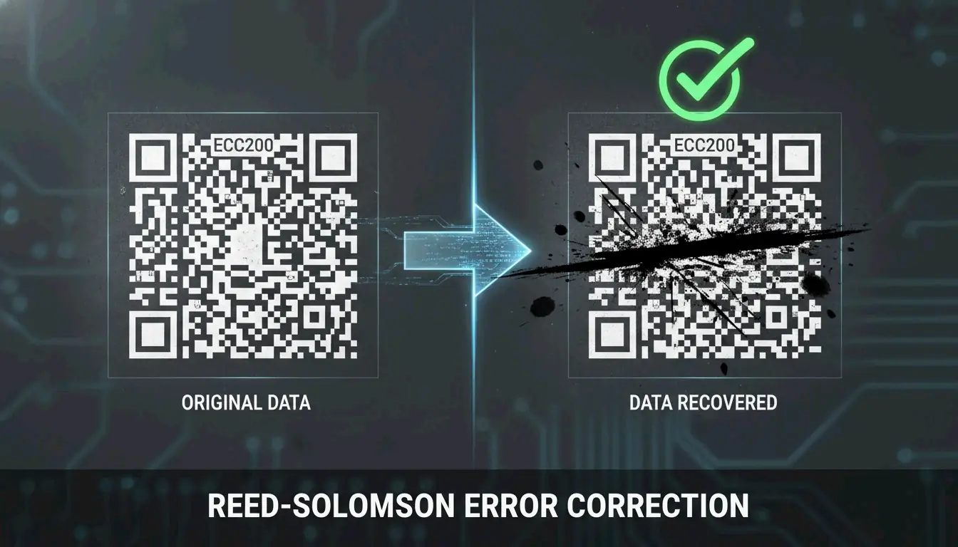 A visual demonstration of error correction: a partially obscured barcode still being successfully scanned.