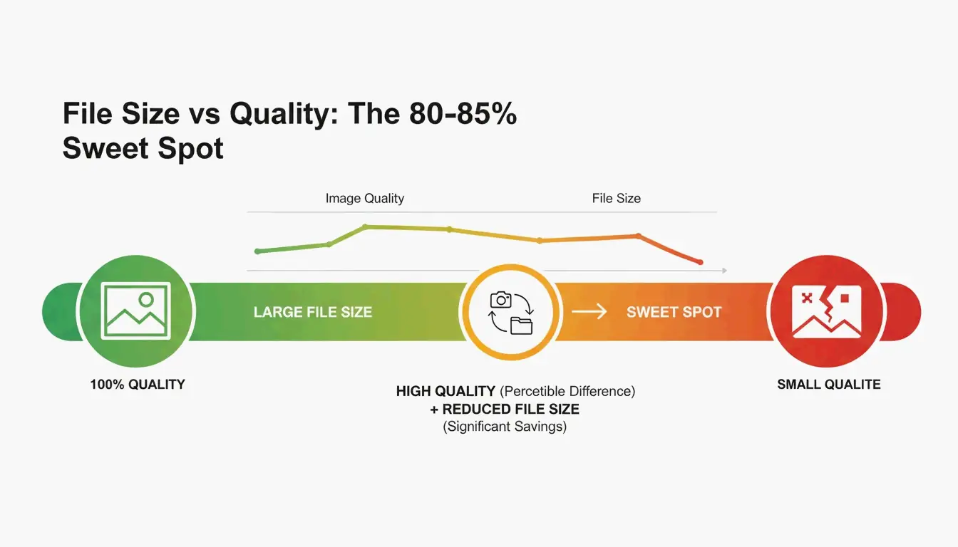 A simple comparison showing the 80-85% quality "Sweet Spot" balance