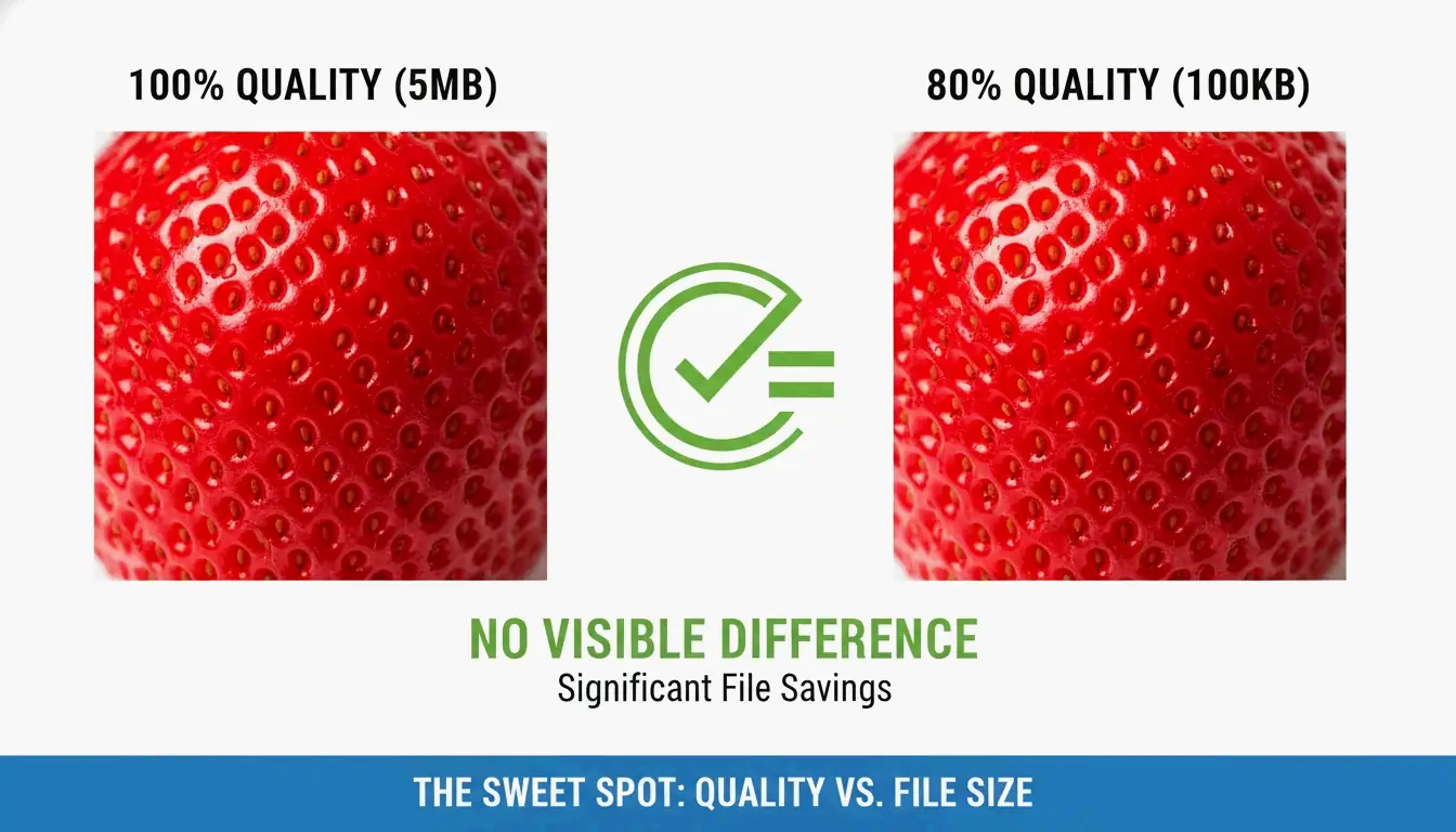 Side-by-side comparison of 100% vs. 80% quality