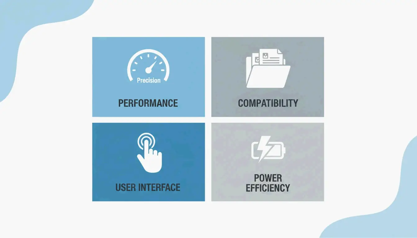 A clean comparison of the four evaluation criteria using simple icons.