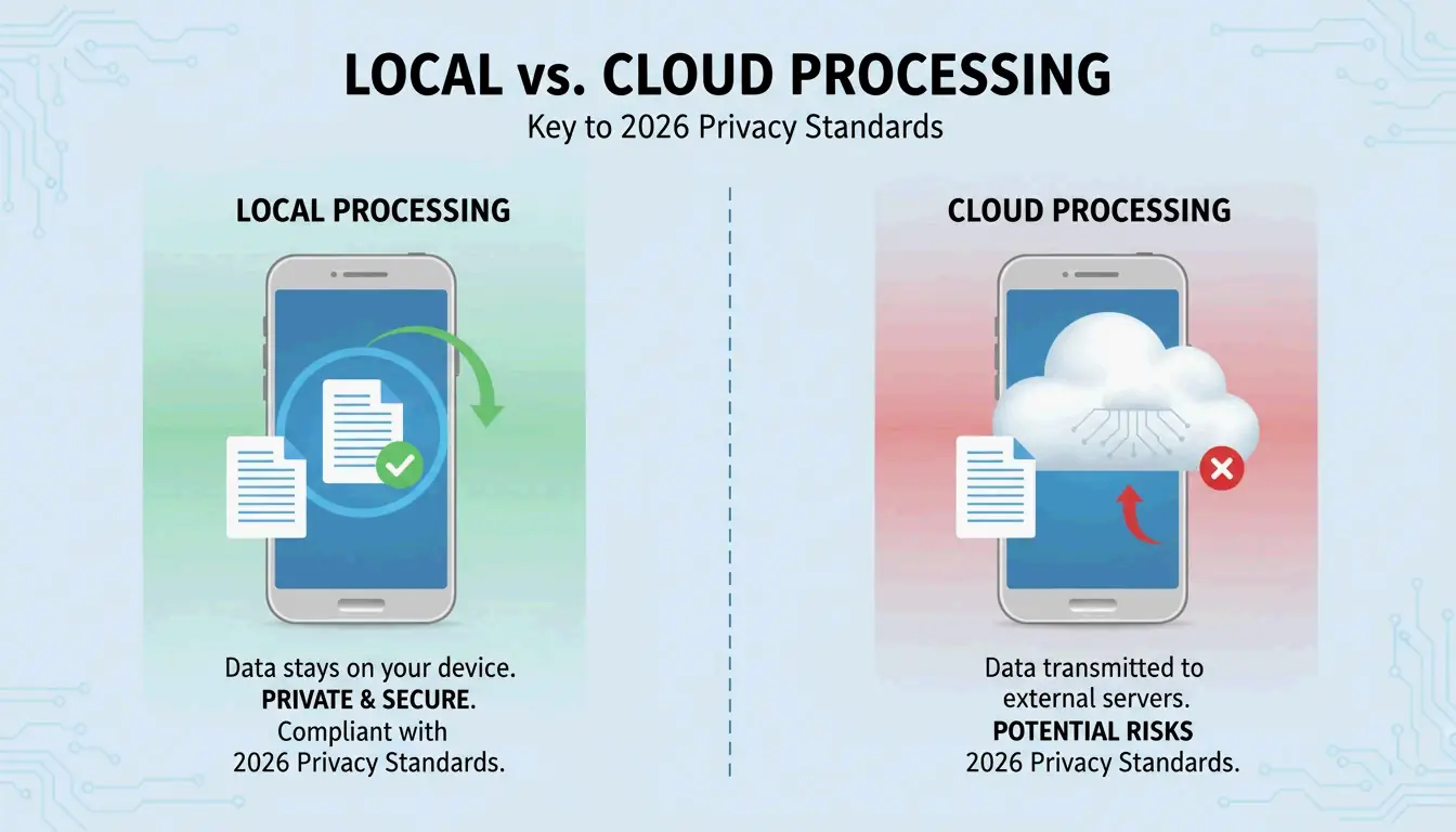A simple comparison between Cloud vs. Local processing paths.