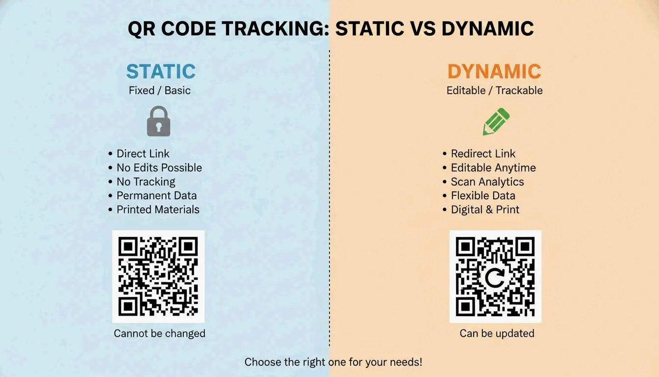 Simple comparison: Static (Fixed) vs Dynamic (Flexible/Trackable)