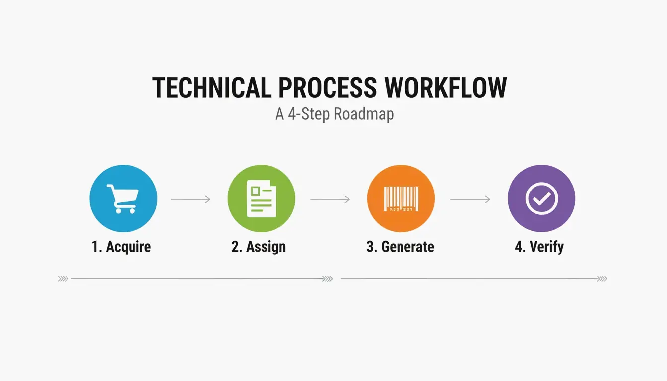 Simple 4-step process: Acquire -> Assign -> Generate -> Verify.
