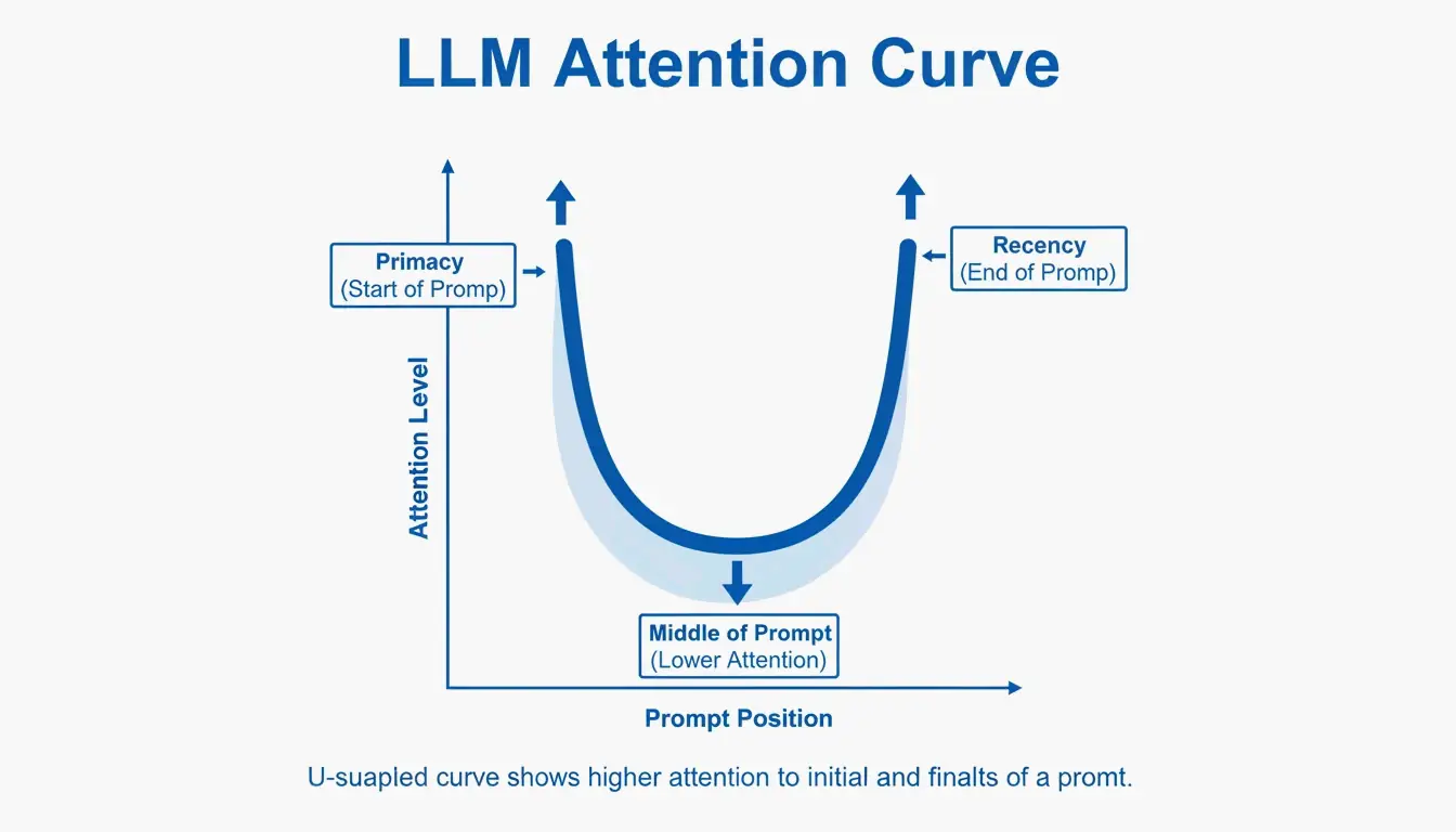 Visualizing the Primacy and Recency effect in long prompts