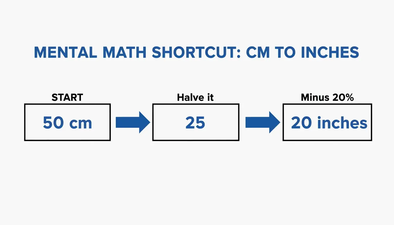 A 3-step visualization of the 'halve and subtract 20%' mental math shortcut