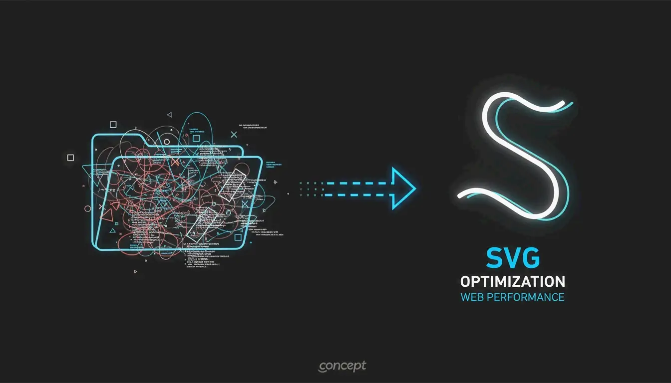 A sleek, modern visual representing the transition from a complex, heavy file to a clean, lightweight vector path.