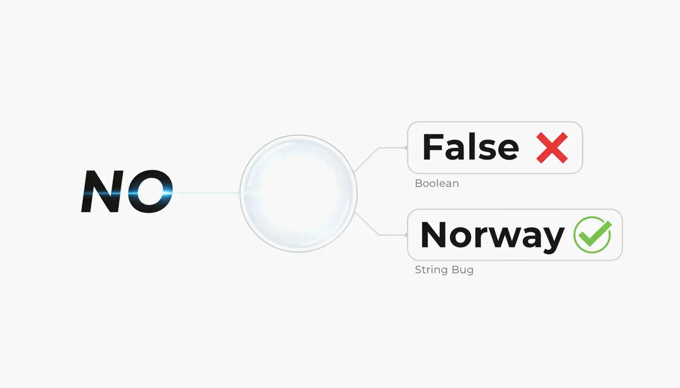 Visual metaphor for the 'Norway Problem' (Boolean vs String)