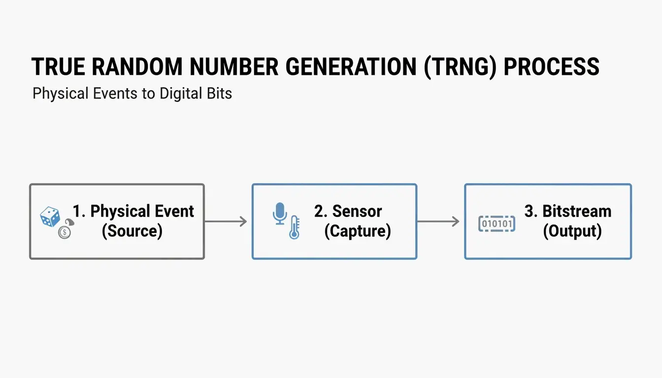 A simple 3-step pipeline: Physical Source -> Sensor/Digitizer -> Binary Output.