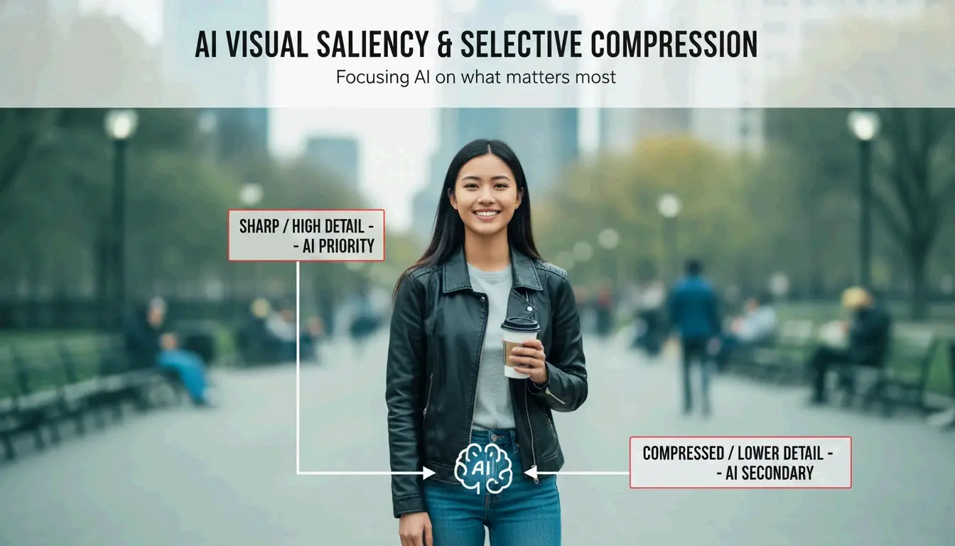 مفهوم AI "Visual Saliency": التركيز على الموضوع مقابل ضغط الخلفية.