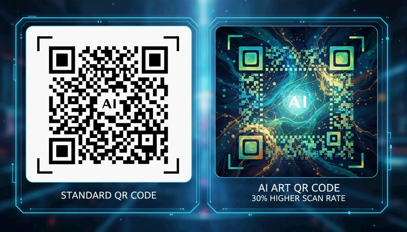 Artistic AI QR code vs traditional QR code visual comparison