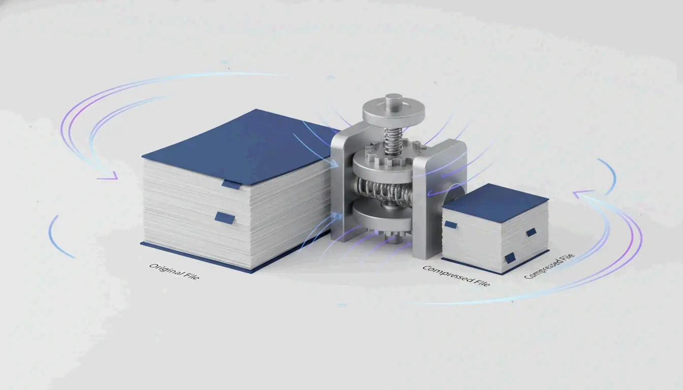 Header image: visual metaphor of compressing a PDF (file becomes smaller, simple icons)