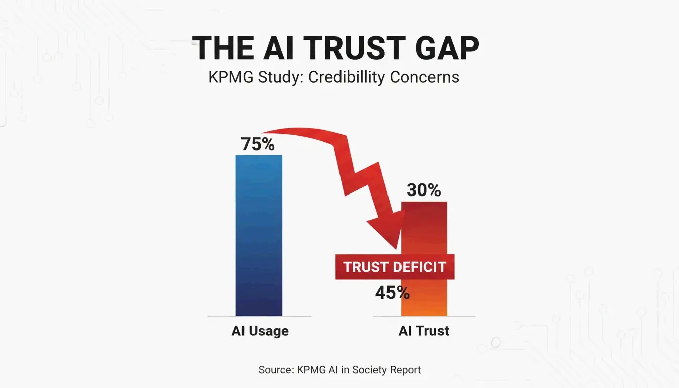 A simple contrast showing the gap between AI usage and human trust.