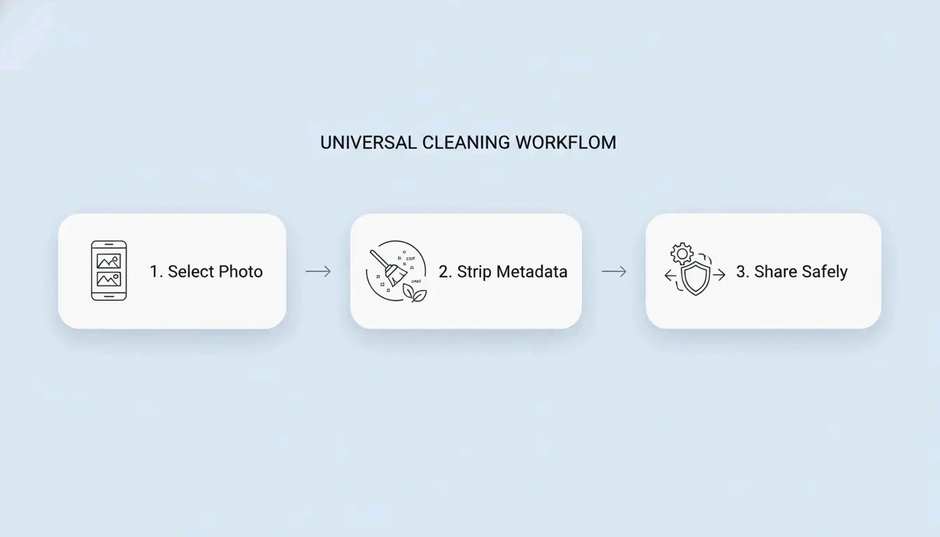 3-step workflow for cleaning photos before sharing