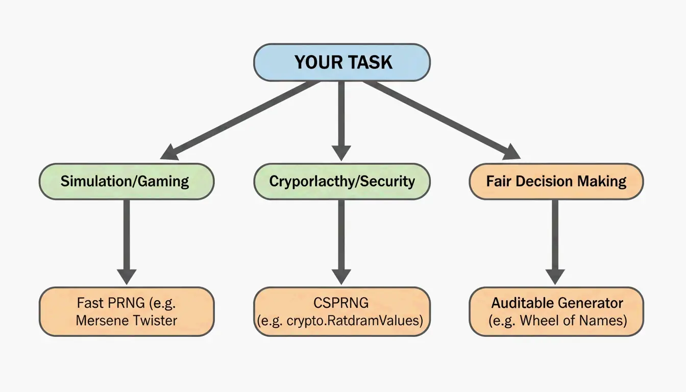 Decision flowchart for choosing a random generator