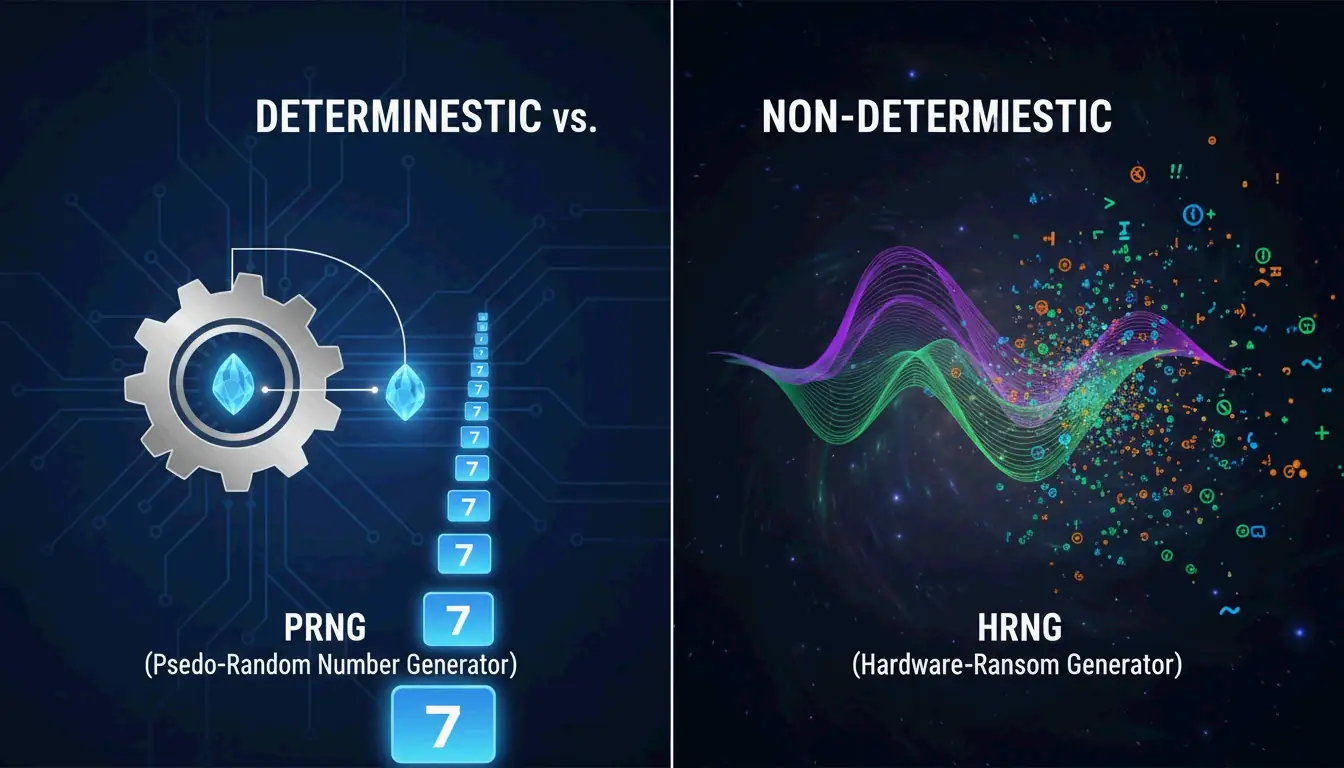 Concept diagram of the core difference between PRNG and HRNG