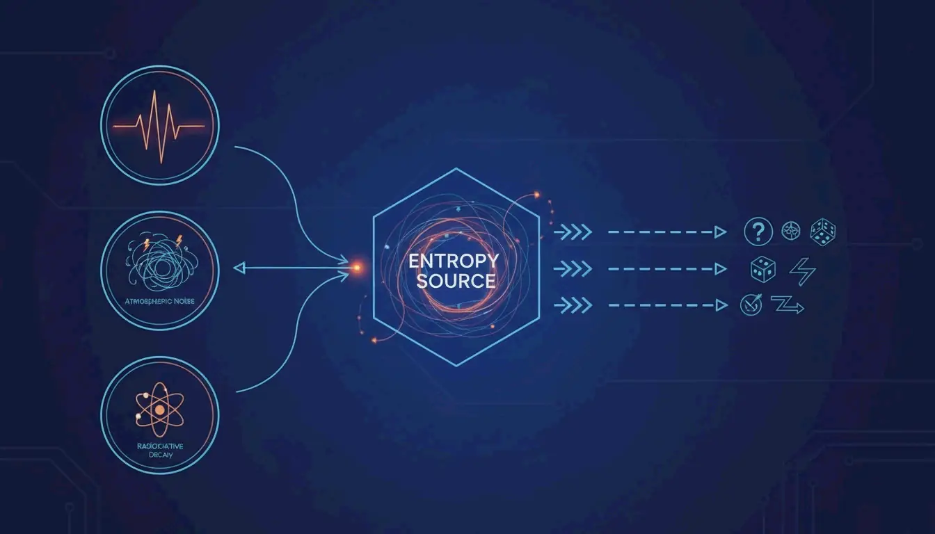 Entropy source concept: physical world input converted to random numbers